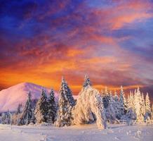 fantastische zonsondergang in de bergen foto