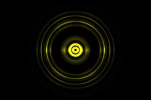 abstract gloeiend cirkel geel lichteffect met geluidsgolven oscillerende achtergrond foto