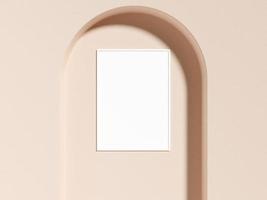 minimalistische verticale witte poster of fotolijstmodel in minimalistisch architectuurgebouw. 3D-rendering. foto