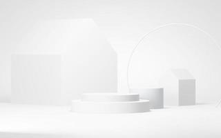 podium abstracte achtergrond. geometrische shape.white kleuren scène. minimale 3D-rendering. scène met geometrische achtergrond. 3D render foto
