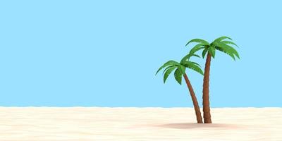 palm blad plant boom kokosnoot groen kleur strand zand zee zon oceaan water eiland paradijs hemel blauw decoratie ornament symbool zomer seizoen april reizen toerisme reis vakantie vakantie relax.3d render foto