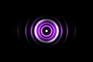 geluidsgolven oscillerend paars licht met cirkel spin abstracte achtergrond foto