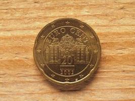 20 centmuntstuk dat het belvederepaleis, munteenheid van oostenrijk, toont, foto
