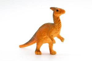 parasaurolophus dinosaurus speelgoed model op witte achtergrond foto