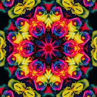 kleurrijke abstracte vierkante achtergrond. caleidoscooppatroon van kleurrijke bloemen. gratis achtergrond. foto