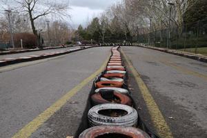 go kart gebied algemeen plan schieten banden barricaderen oude banden 2022 turkije ankara foto