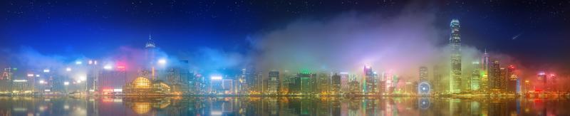 panorama van hong kong en financiële wijk