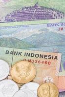 Indonesisch geld rupiah bankbiljet en munten close-up foto