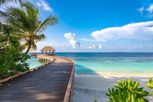 dusit thani Maldives Maldiven, 24 september 2017 voetpad naar steiger foto