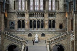 london, uk, 2015. vrouw neemt een foto natuurhistorisch museum