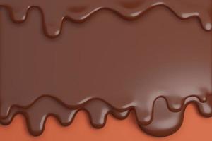 gesmolten melk bruine chocolade stroom naar beneden., 3D-model en illustratie. foto