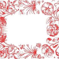 bloemenframe, elegante illustratie met bloemen, bladeren en takken gebruikt in verschillende uitnodigingen, met ruimte om tekst te plaatsen. foto