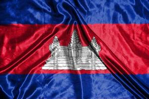 cambodja doek vlag satijnen vlag wuivende stof textuur van de vlag foto