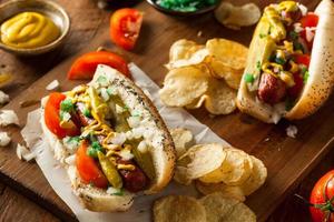 zelfgemaakte hotdog in chicago-stijl