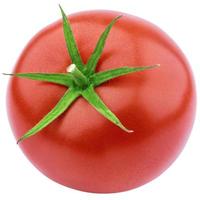 tomaat geïsoleerd op een witte achtergrond met uitknippad foto