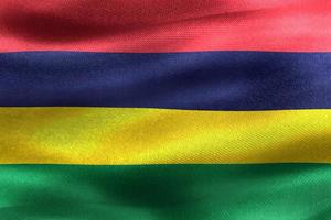 3D-illustratie van een vlag van Mauritius - realistische wapperende stoffen vlag foto