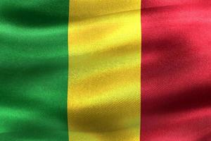 3D-illustratie van een vlag van Mali - realistische wapperende stoffen vlag foto