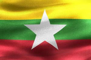 3D-illustratie van een vlag van Myanmar - realistische wapperende stoffen vlag foto