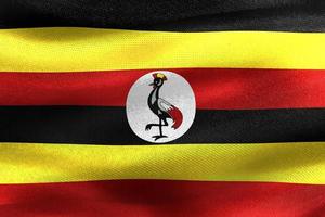 3D-illustratie van een vlag van Oeganda - realistische wapperende stoffen vlag foto