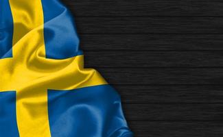 3D-rendering close-up van zweden flag foto