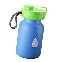 mineraalwater met drop teken sport container fles 3d pictogram illustratie sportschool dieet en fitness thema foto