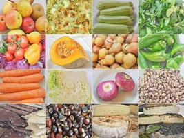 food collage set met bonen, groenten, fruit en kaas foto