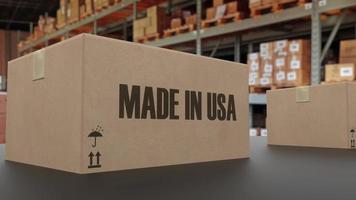 dozen met made in usa tekst op transportband. 3D-rendering foto