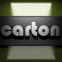 kartonnen woord van ijzer op koolstof foto