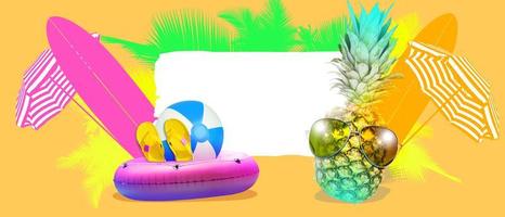 creatieve ananas met zonnebril op zomer achtergrond. foto