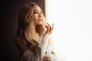 headshot portret van jonge Aziatische vrouw sexy meisje gebruiken als achtergrond cosmetica vrouw make-up mode mensen model