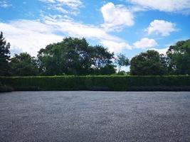 parkeerplaats bestrooid met grind op boomstruik natuur achtergrond foto