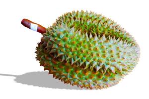 close-up durian fruit isoleren op een witte achtergrond. foto