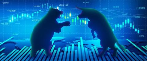 financiële statische analyse. groeigrafiek voor online handel en investeringen. bullish en bearish concept. foto