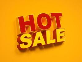 hot sale-logo, hot sale-banner, korting, roodgele banner, verkoopmarktlabel, speciale aanbieding. 3D-rendering. foto