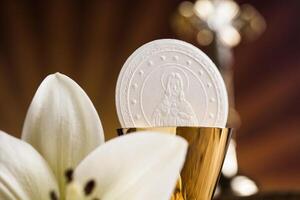 eucharistie, sacrament van de communie achtergrond foto