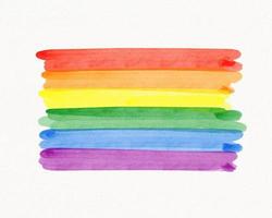 LGBT Pride maand aquarel textuur concept. regenboog vlag borstel stijl isoleren op een witte achtergrond. foto