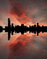 Chicago skyline bij zonsondergang foto