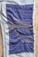 blauwe stof patchwork denim. foto