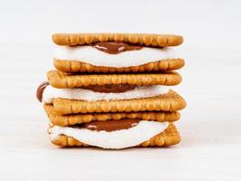 smores, marshmallowsandwiches - traditionele Amerikaanse zoete chocoladekoekjes foto