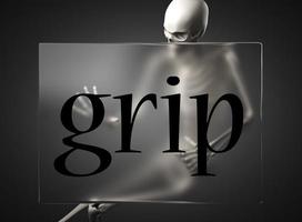 grip woord op glas en skelet foto