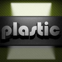 plastic woord van ijzer op koolstof foto