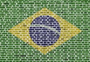 vlag van brazilië geschilderd op een bakstenen muur foto