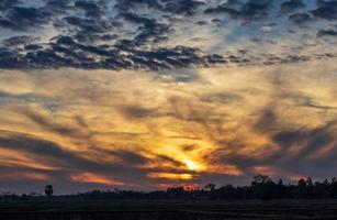 zonsopgang in de vroege ochtend over het platteland. foto