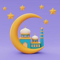 3D-ramadan-groeten, islamitische vakantie, raya hari, eid al adha, 3D-rendering. foto