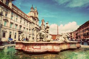 Piazza Navona, Rome, Italië, 2022 - Fontana del Moro. vintage foto