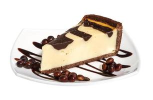 cheesecake met chocoladesaus foto