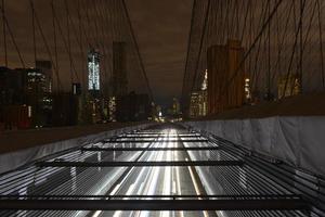 weergave van Lower Manhattan na stroomuitval vanaf de Brooklyn Bridge.