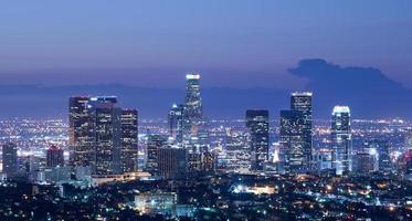 Los Angeles skyline bij zonsopgang