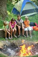 kinderen op camping marshmallows roosteren foto