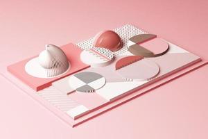 ontwerp met compositie van geometrische vormen in pasteltint. 3D-rendering illustratie foto